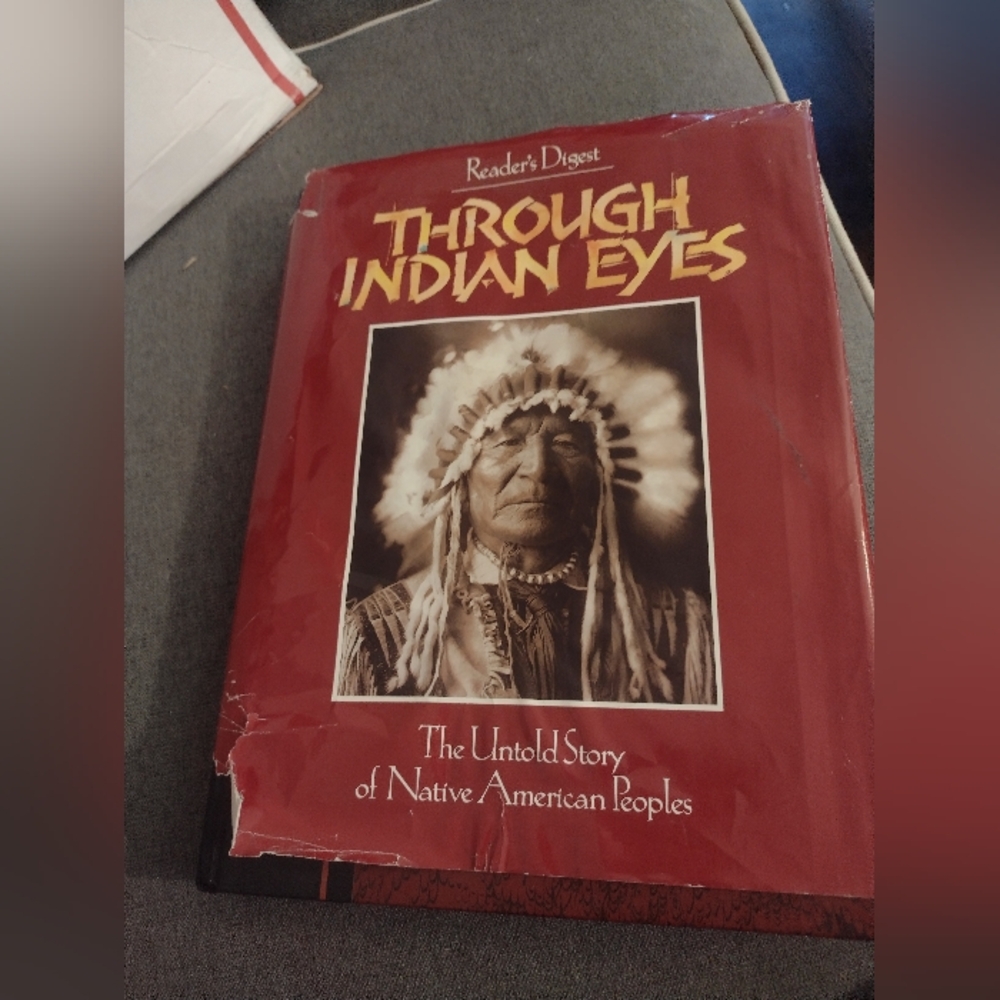 Red and White Historical Book Cover with Native American Portrait